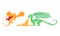 Fairy Fire Breathing Dragon with Wings and Long Tail Vector Set