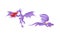 Fairy Fire Breathing Dragon with Wings and Long Tail Vector Set