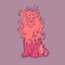 Fairy fire lion in cartoon style, front view vector illustration