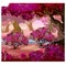 Fairy forest with pink trees. Fantasy nature. Vector illustration.