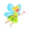 Fairy Girl In Beautiful Costume With Flower Vector