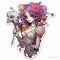 fairy girl demon flowers tattoo sticker illustration Halloween scary creepy horror crazy devil