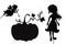 Fairy Godmother, Cinderella and Pumpkin shadow puppets on white