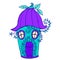 Fairy house bellflower, children s color book.