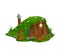 Fairy house of dwarf gnome, elf home cartoon icon