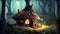 fairy house in the night woods