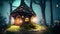 fairy house in the night woods