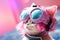 Fairy Kei cat in VR headset exploring virtual reality. AI
