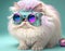 Fairy Kei style persian cat in fashionable design, wearing vr headset