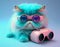 Fairy Kei style persian cat in fashionable design, wearing vr headset