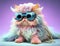 Fairy Kei style persian cat in fashionable design, wearing vr headset