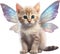 Fairy kitten with a magical wing. AI-Generated.