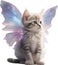 Fairy kitten with a magical wing. AI-Generated.