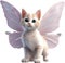 Fairy kitten with a magical wing. AI-Generated.