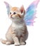 Fairy kitten with a magical wing. AI-Generated.