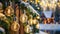Fairy light bulbs for the decoration of the Christmas and New Year celebration on the festive street