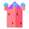 Fairy pink tower icon, cartoon style