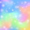 Fairy princess rainbow cute background with magic stars and pearlescent texture. Multicolor fantasy abstract vector