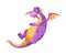 Fairy Purple Dragon as Horned Legendary Creature with Wings Vector Illustration