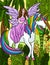 Fairy Riding In Unicorn Colored Cartoon