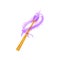 Fairy s magic wand purple dust. Golden stick with magical power. Witchcraft theme. Flat vector design