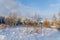 Fairy snow-covered bus stop in the winter forest