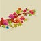 Fairy tale blossom tree branch with vivid fantastic flowers,