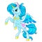 Fairy tale character horse. Cartoon unicorn. Blue unicorn with long mane. Vector isolated. Character is fabulous.