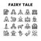 Fairy Tale Magical Story Book Icons Set Vector