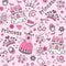 Fairy Tale Princess Pattern Sketchy Doodles Vector