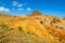 Fairy Tale rainbow canyon panorama `Skazka` in Kyrgyzstan