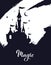 Fairy tale vector Castle silhouette . Wizard world.