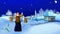 Fairy tale winter evening in the russian village