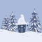 Fairy tale winter landscape with a fantastic lodge and fir trees