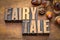 Fairy tale word abstract in vintage wood type
