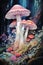 Fairyland Fungi: A Magical Illustration of Mushrooms on Transluc