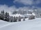 Fairytale alpine winter atmosphere and snow-capped alpine peak Stockberg 1781 m in the Alpstein mountain massif, Nesslau