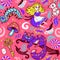 Fairytale background with cute cartoon characters from Alice in wonderland