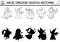 Fairytale black and white shadow matching activity with mermaid, dragon, fairy. Magic kingdom puzzle. Find correct silhouette
