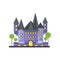 Fairytale blue stone castle vector Illustration on a white background
