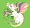 Fairytale cartoon dragon with spring flowers. Symbol of Chinese New Year 2024