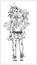 Fairytale character, magic creature, tender forest earthen fairy with long loose hair and big pointed ears, with leaves, antennae