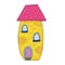 Fairytale colorful cute house in cartoon style. Vector hand drawn illustration.