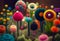 Fairytale colorful woolen garden, Generative AI