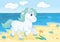 Fairytale Cute Horse on beach