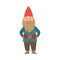 Fairytale cute smiling gnome a flat cartoon vector isolated illustration