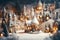 Fairytale gingerbread houses. Magical Christmas atmosphere. Close-up. Generative AI content