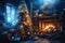 Fairytale gingerbread houses. Magical Christmas atmosphere. Close-up. Generative AI content