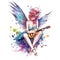 Fairytale heroine. Full length illustration of a cool modern fairy and miniskirt playing electric guitar on a