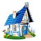 Fairytale house with blue crystals